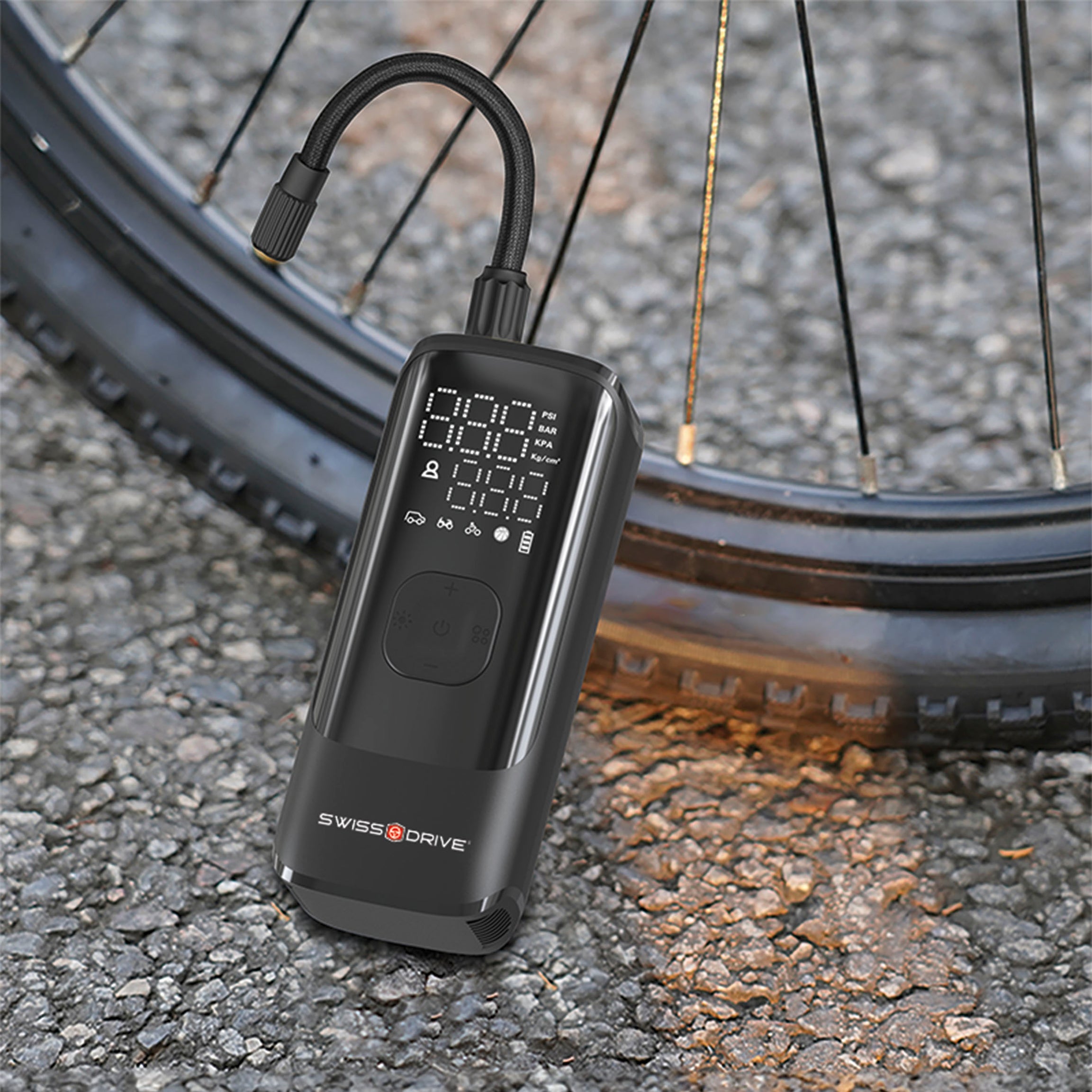 Compressor de Ar de Pneus Bateria Lithium, SWISS DRIVE 14,80 Wh