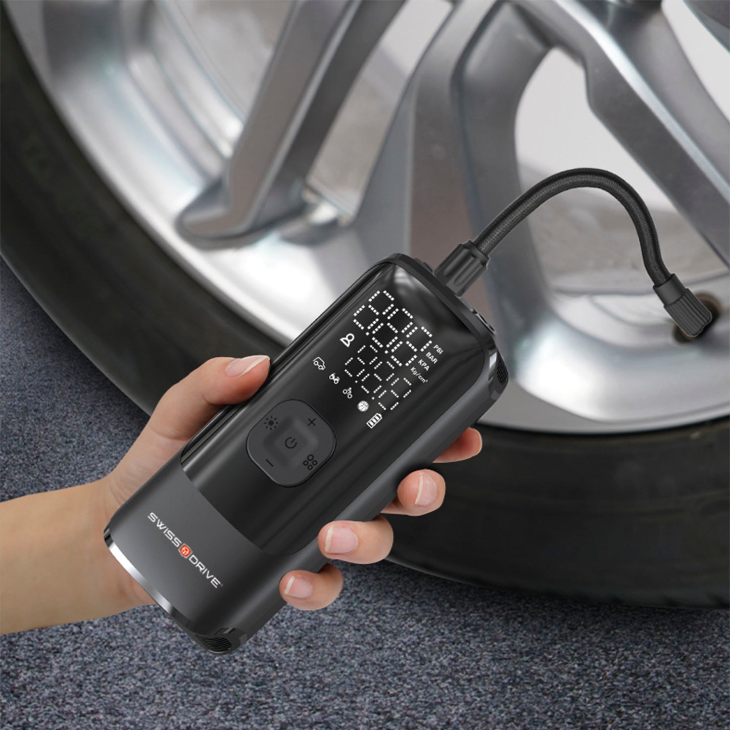 Compressor Ar de Pneus Bateria Lithium, SWISS DRIVE 14,80 Wh