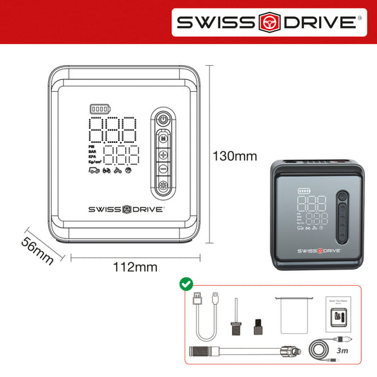 Compressor Ar Pneus Bateria Lithium SWISS DRIVE 28,86 Wh