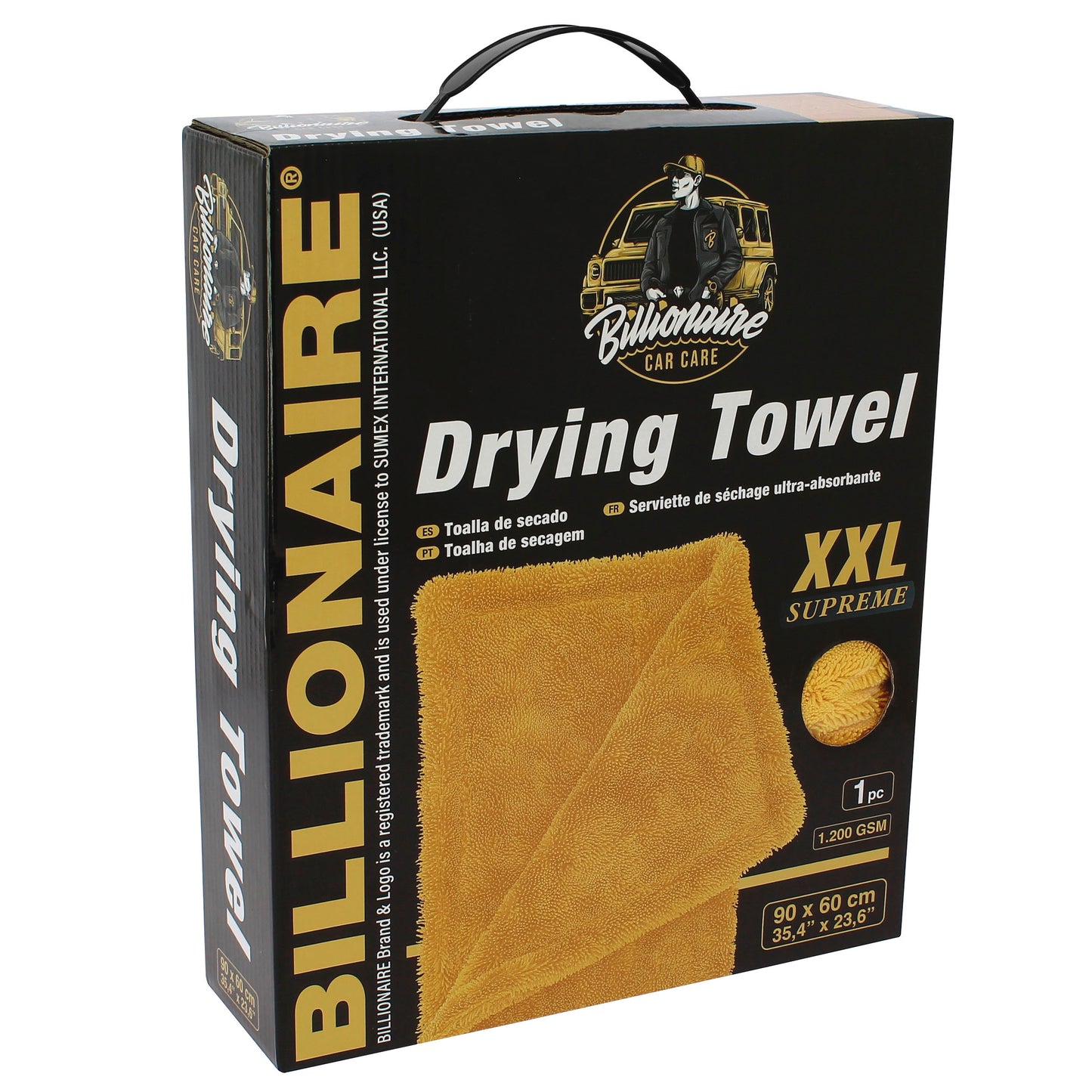 Toalha de Secagem 90x 60cm BILLIONAIRE Ultra Absorvente