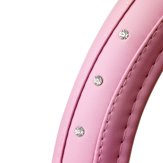 Capa de Volante AUTO " CAR+" Rosa com Brilhantes Tamanho M 37-39 cm