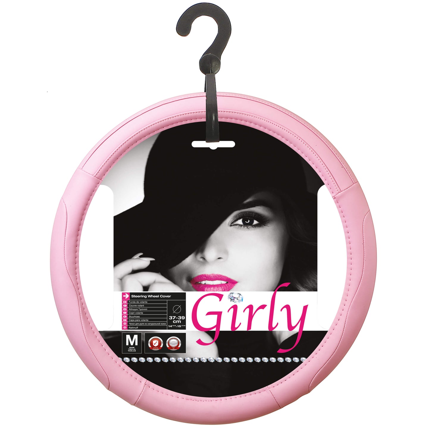 Capa de Volante AUTO " CAR+" Rosa Tamanho M 37-39 cm