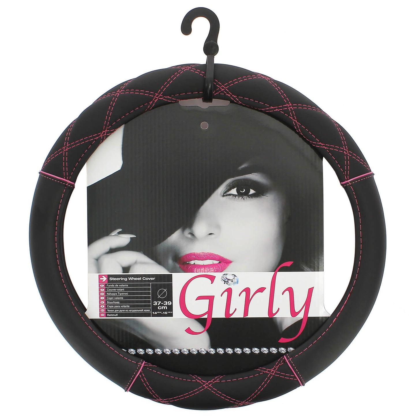 Capas de Volante AUTO " CAR+" Pink Crossed Tamanho M 37-39 cm