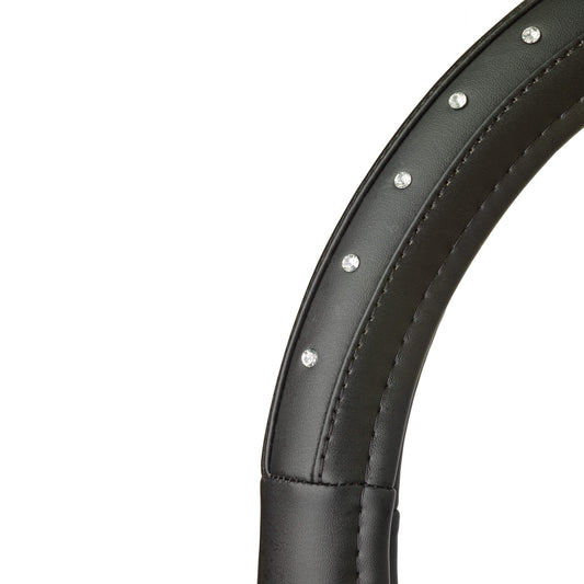 Capa de Volante AUTO " CAR+" Negra com Brilhantes Tamanho M 37-39 cm