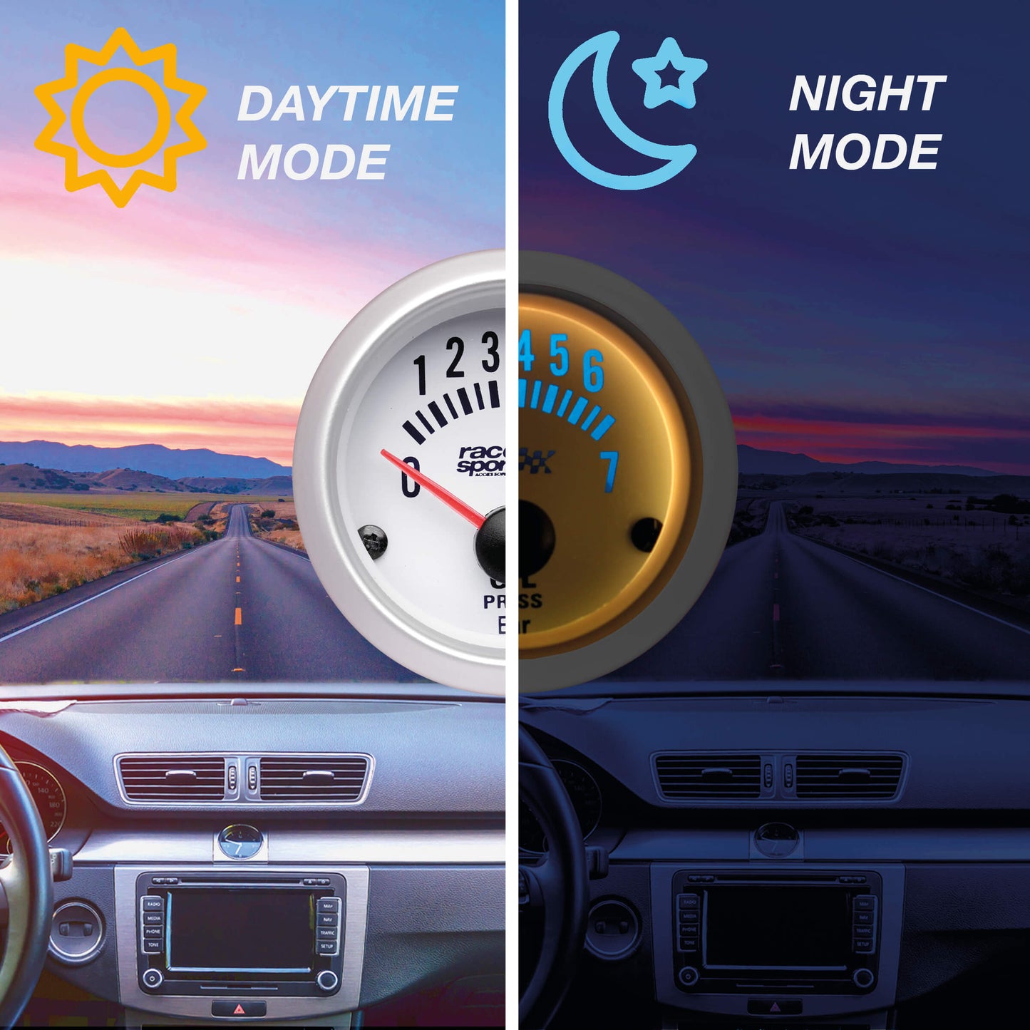 MANÓMETRO PRESSÃO ÓLEO Analógico RACE SPORT