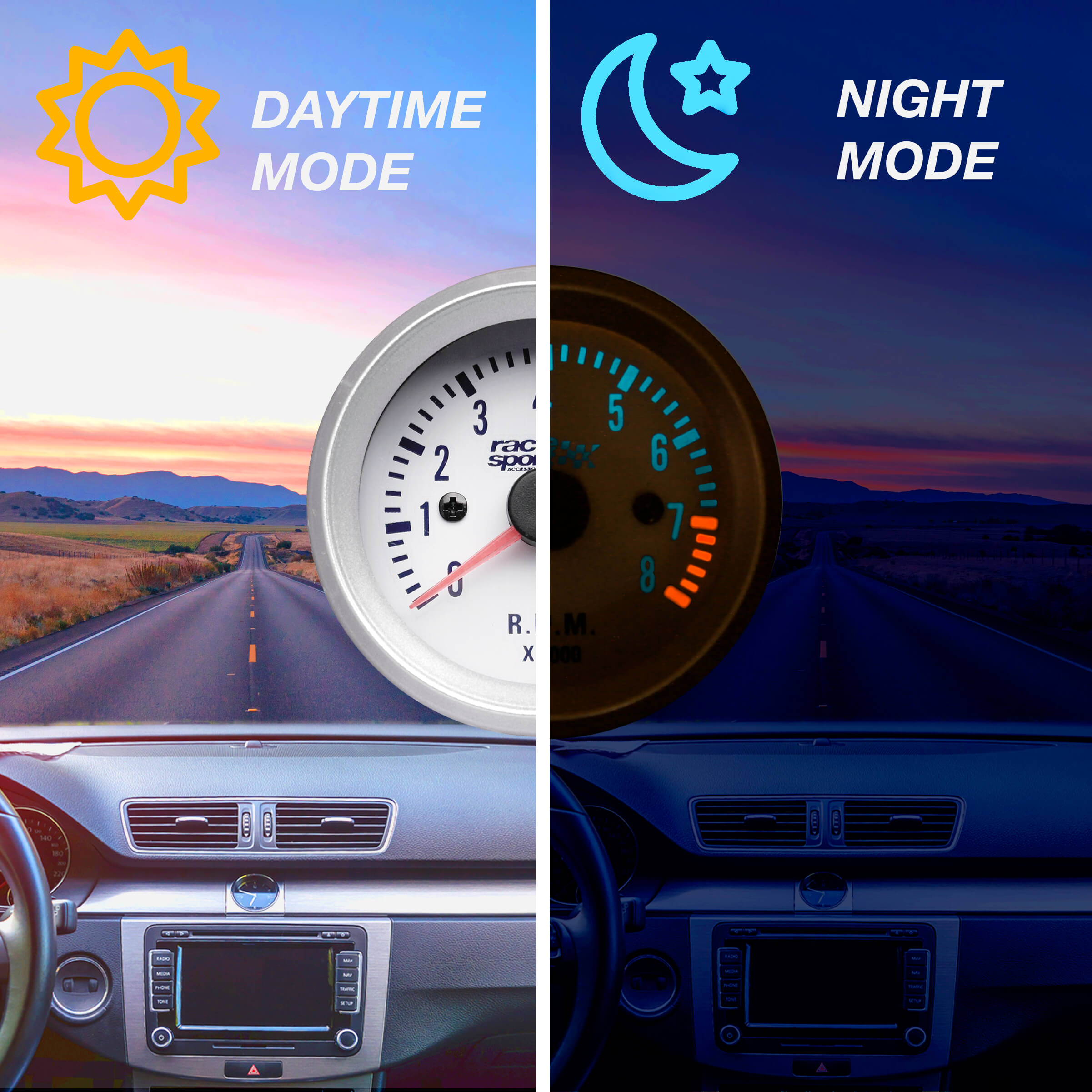 TACÓMETRO CONTA ROTAÇÕES  270º Analógico RACE SPORT