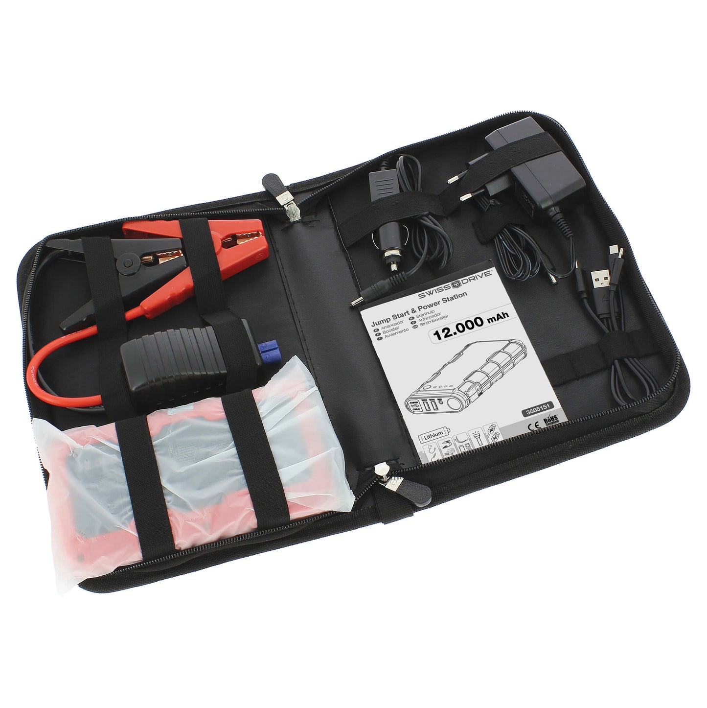 Booster Jump Starter SWISS DRIVE Mini Bateria 12.000 mAh