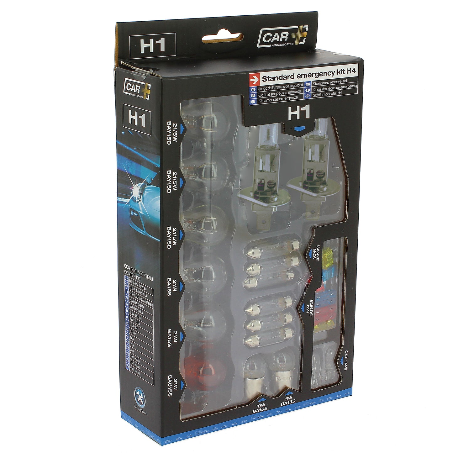 Conjunto de Lâmpadas SWISS DRIVE Homologadas H1 12V + Fusíveis 30 Peças