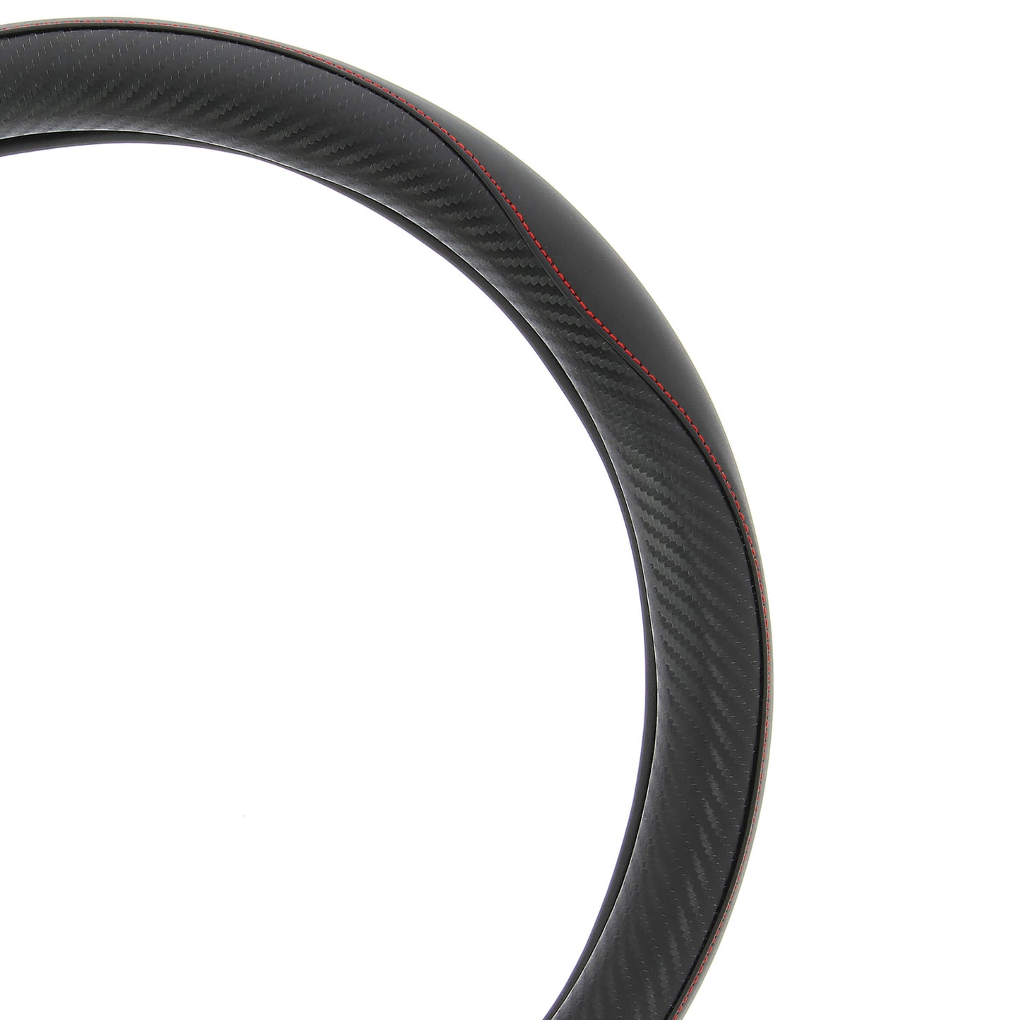 Capas de Volante PVC AUTO " RACE SPORT" cor Carbono Negra/ Vermelha Tamanho M 37-39 cm