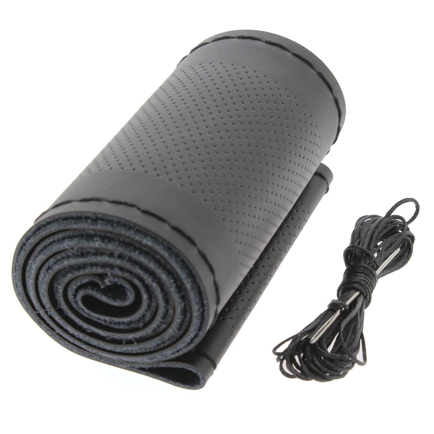 Capa de Volante AUTO para Costurar " CAR+"  em Pele com Linha cor Preta 37-39 cm