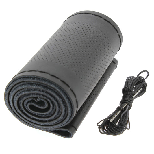 Capa de Volante AUTO para Costurar " CAR+"  em Pele com Linha cor Preta 37-39 cm