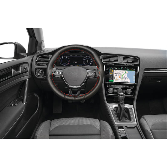 Capa de Volante AUTO para Costurar " CAR+"  em Pele com Linha cor Vermelha 37-39 cm