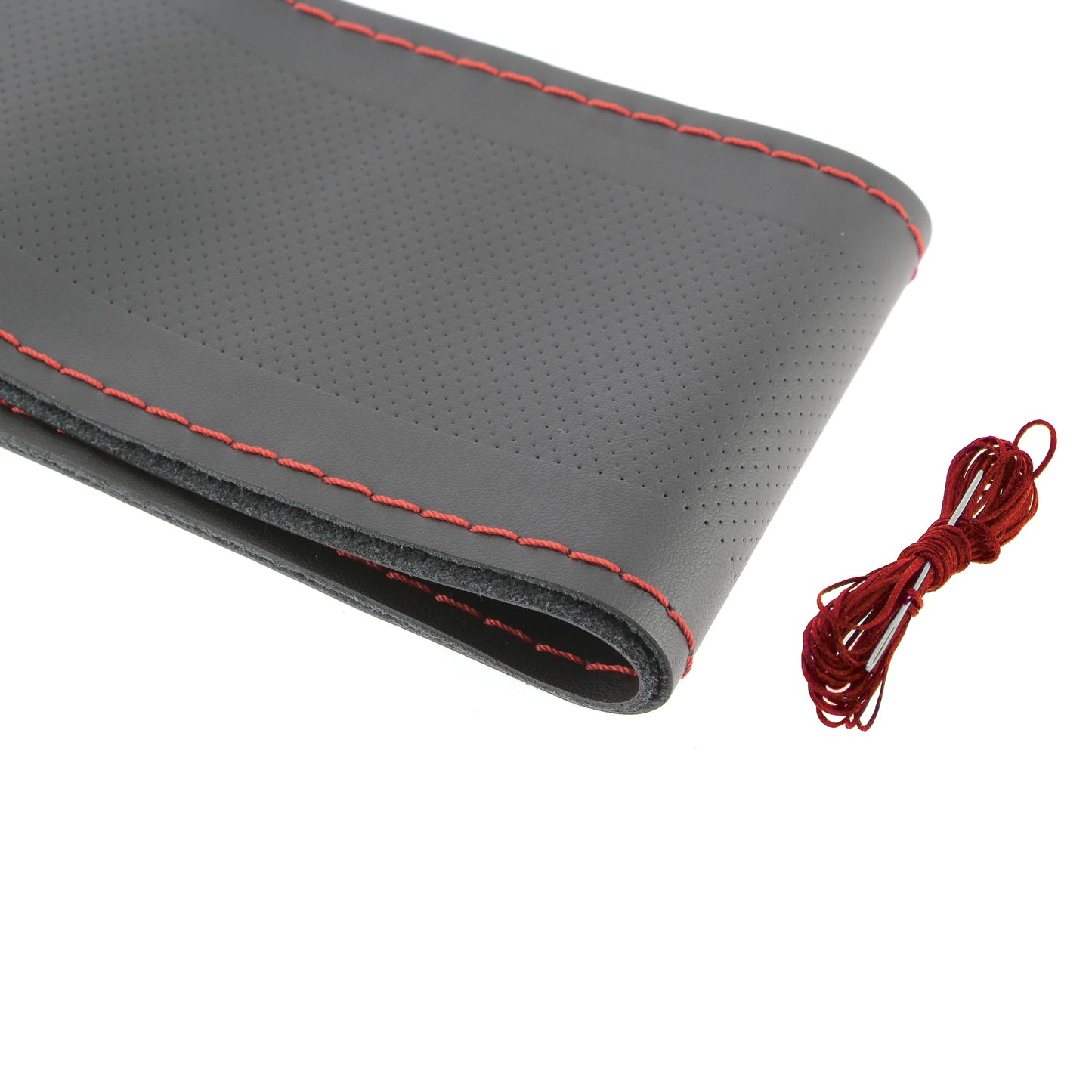 Capa de Volante AUTO para Costurar " CAR+"  em Pele com Linha cor Vermelha 37-39 cm
