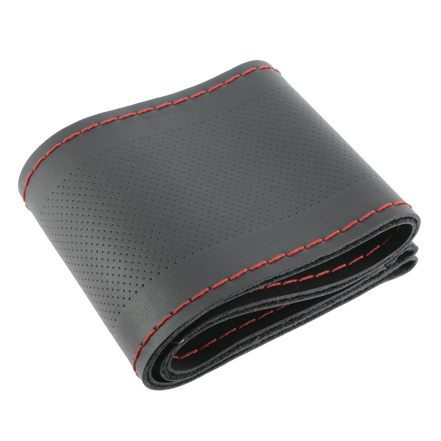 Capa de Volante AUTO para Costurar " CAR+"  em Pele com Linha cor Vermelha 37-39 cm