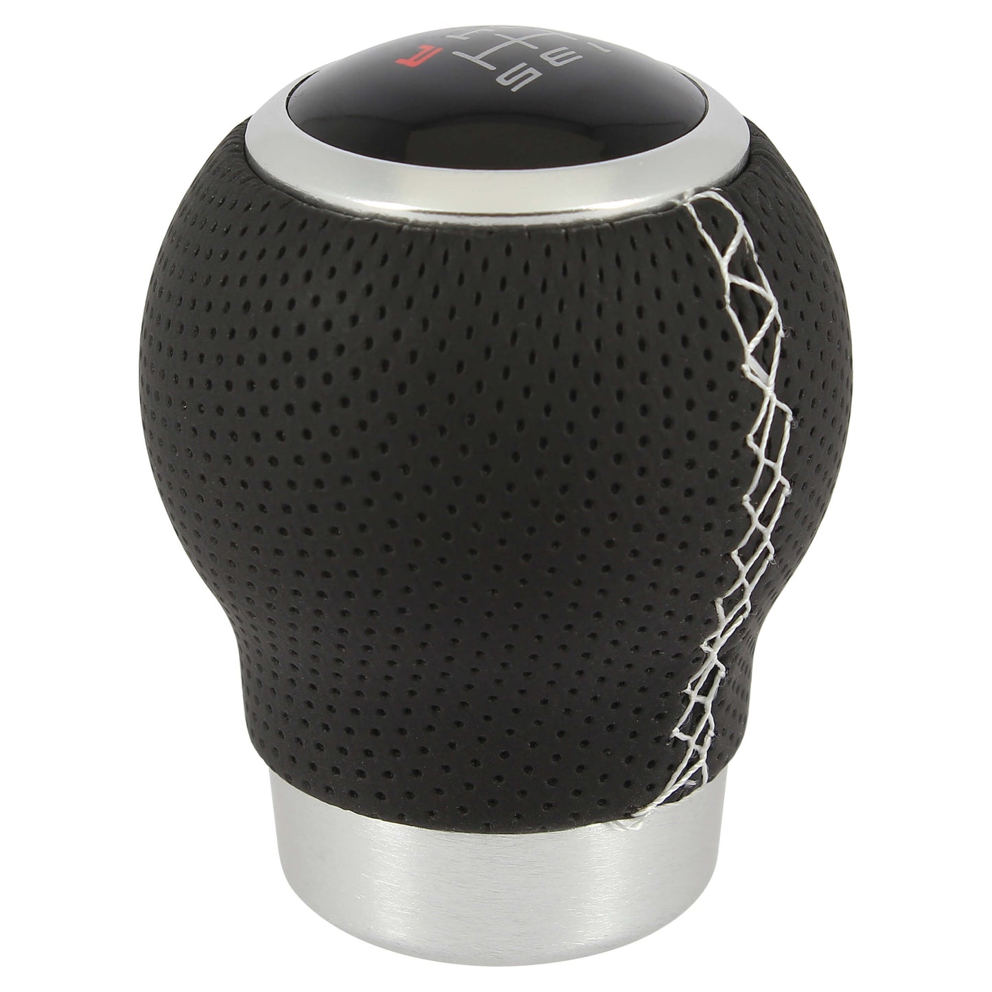 Manete Mudanças Auto (universal) RACE SPORT em Pele com costura em Linha Branca