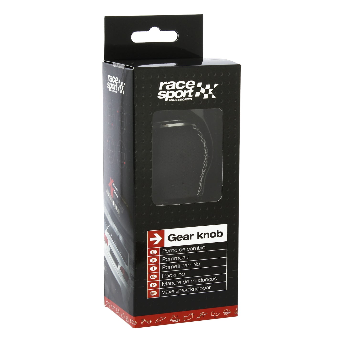 Manete Mudanças Auto (universal) RACE SPORT em Pele com costura em Linha Branca