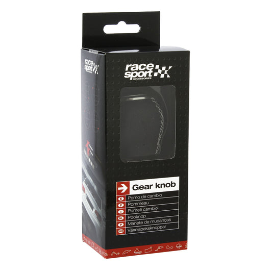 Manete Mudanças Auto (universal) RACE SPORT em Pele com costura em Linha Branca