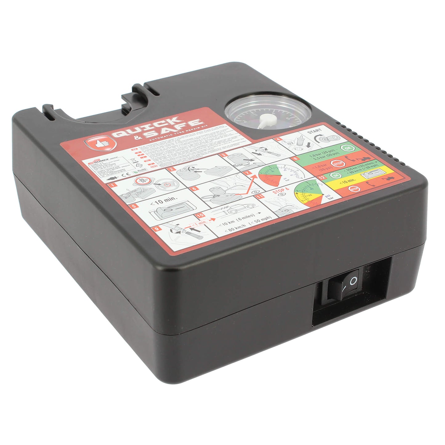 KIT reparador de Furos 300ml + Compressor QUICK & SAFE