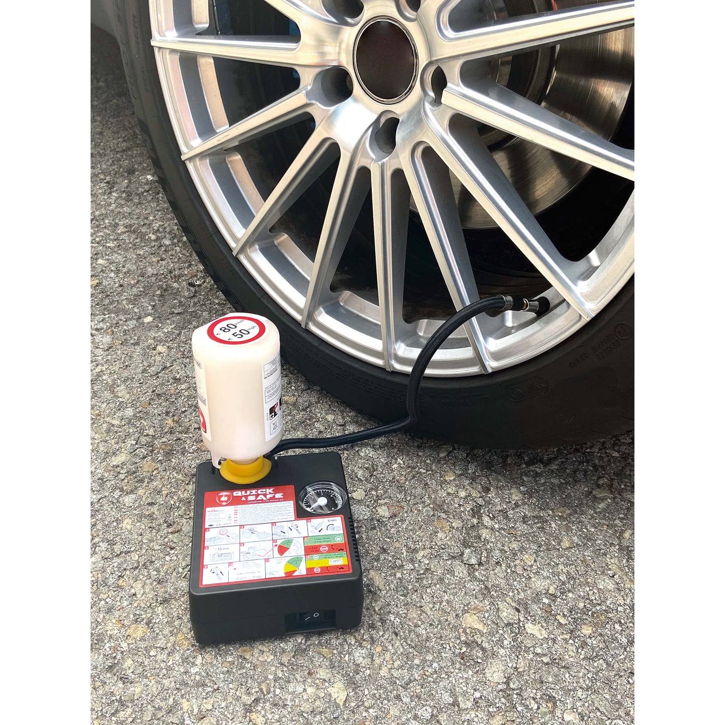 KIT reparador de Furos 300ml + Compressor QUICK & SAFE