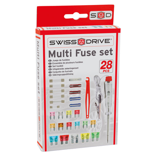 Conjunto Fusíveis SWISS DRIVE + chave busca polos + extrator Fusíveis 28 PCS