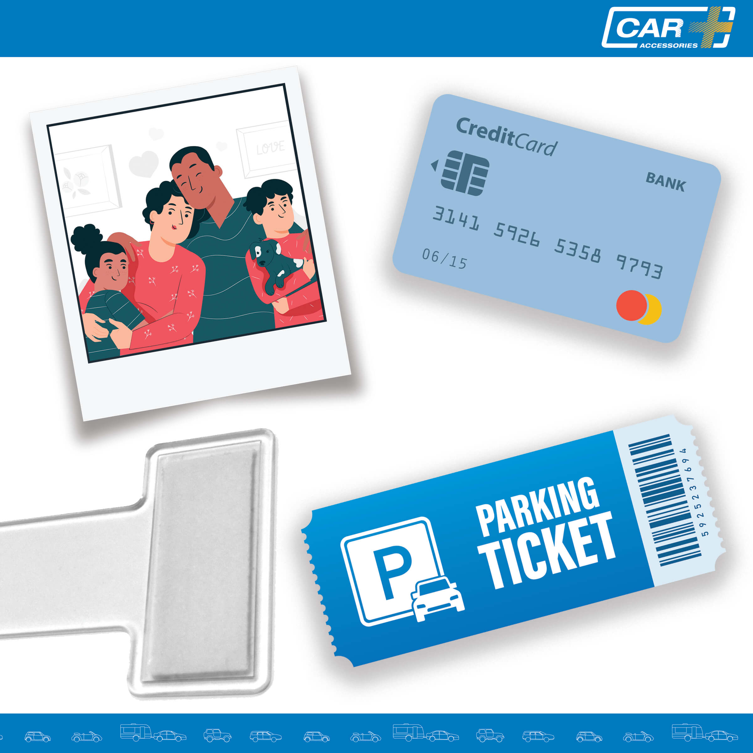 Porta-Bilhete Parking Transparente 5cm x 8,2cm - CAR+