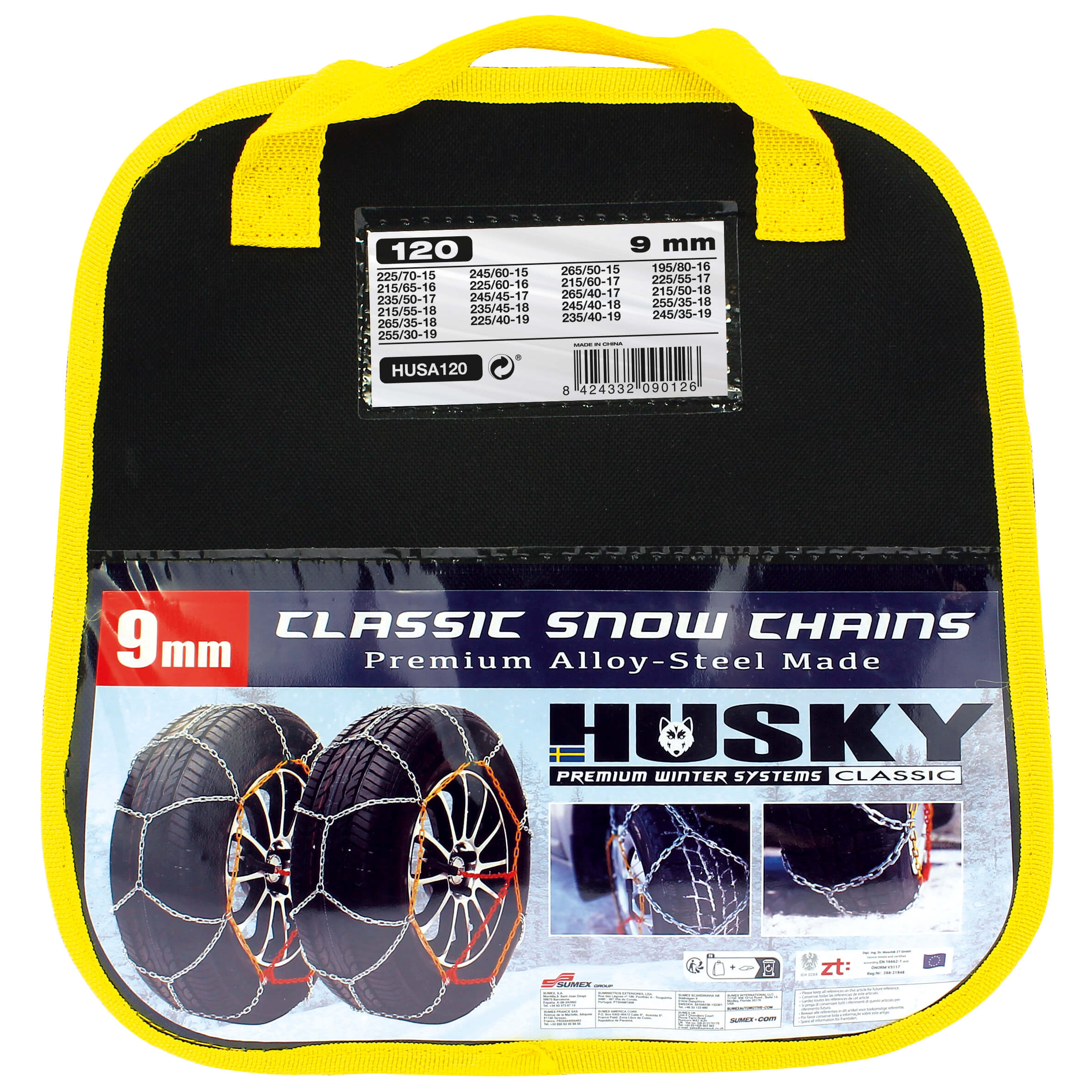Correntes de Neve Pneus Auto HUSKY Diâmetro 15" 9mm KN120 2 UND