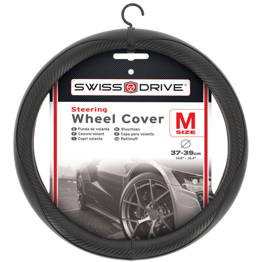 Capas de Volante PVC AUTO " RACE SPORT" cor Carbono Negra Tamanho M 37-39 cm