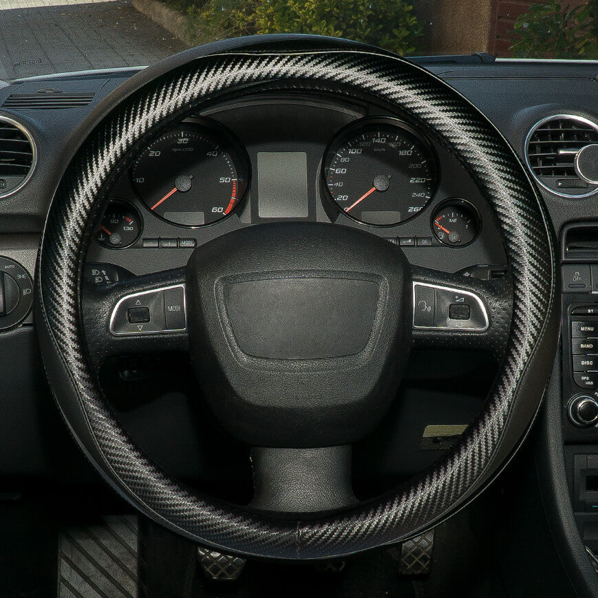 Capas de Volante PVC AUTO " RACE SPORT" cor Carbono Negra Tamanho M 37-39 cm