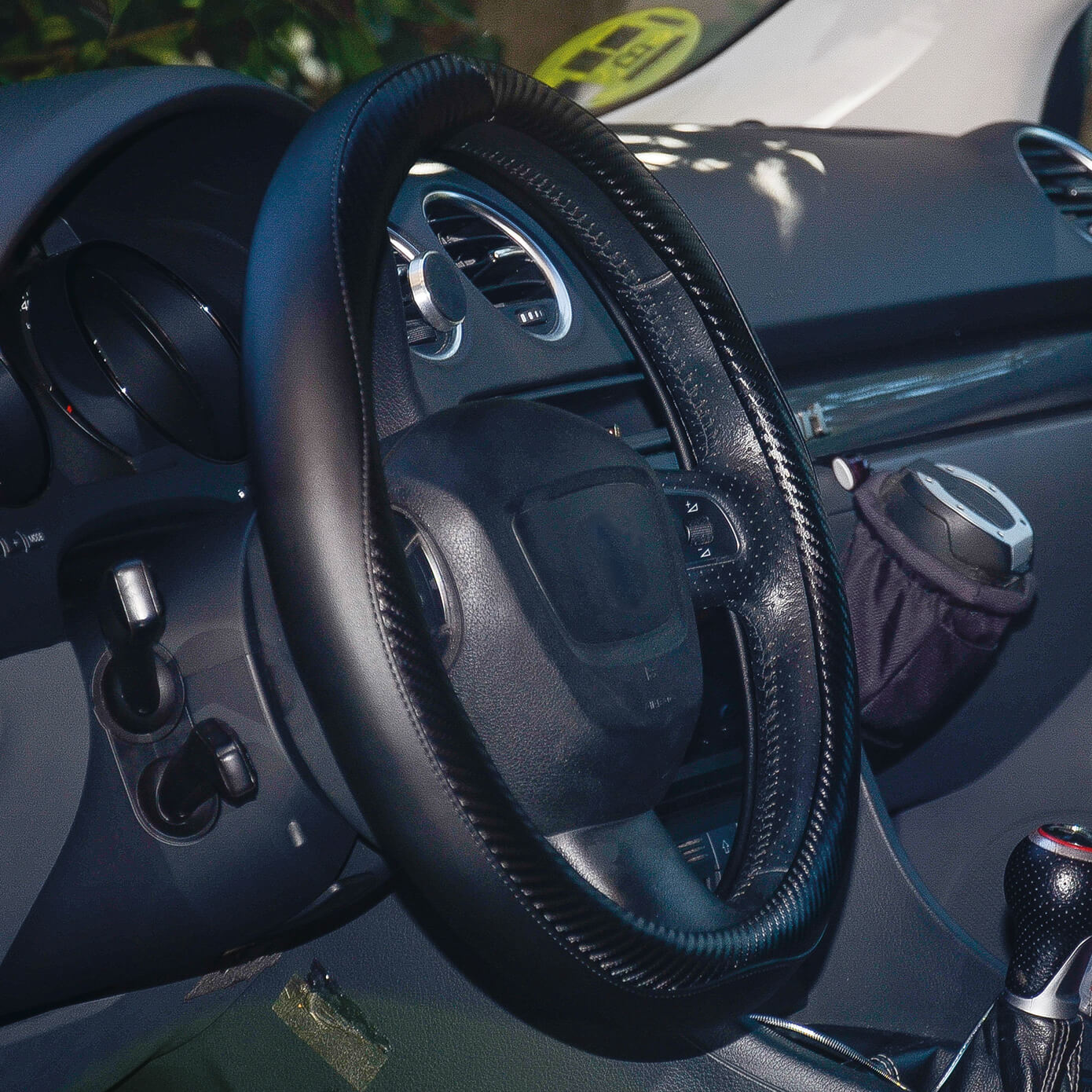 Capas de Volante PVC AUTO " RACE SPORT" cor Carbono Negra Tamanho M 37-39 cm