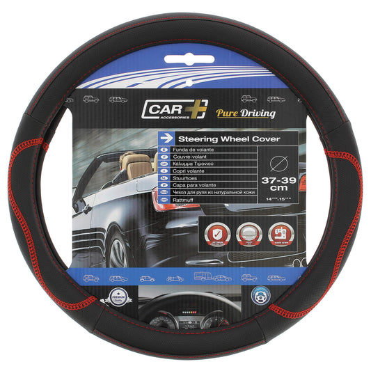Capas de Volante AUTO " CAR+" Negra/ Vermelho Tamanho M 37-39 cm