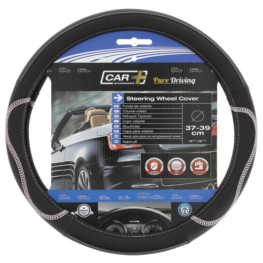 Capas de Volante AUTO " CAR+" Negra/ Branco Tamanho M 37-39 cm