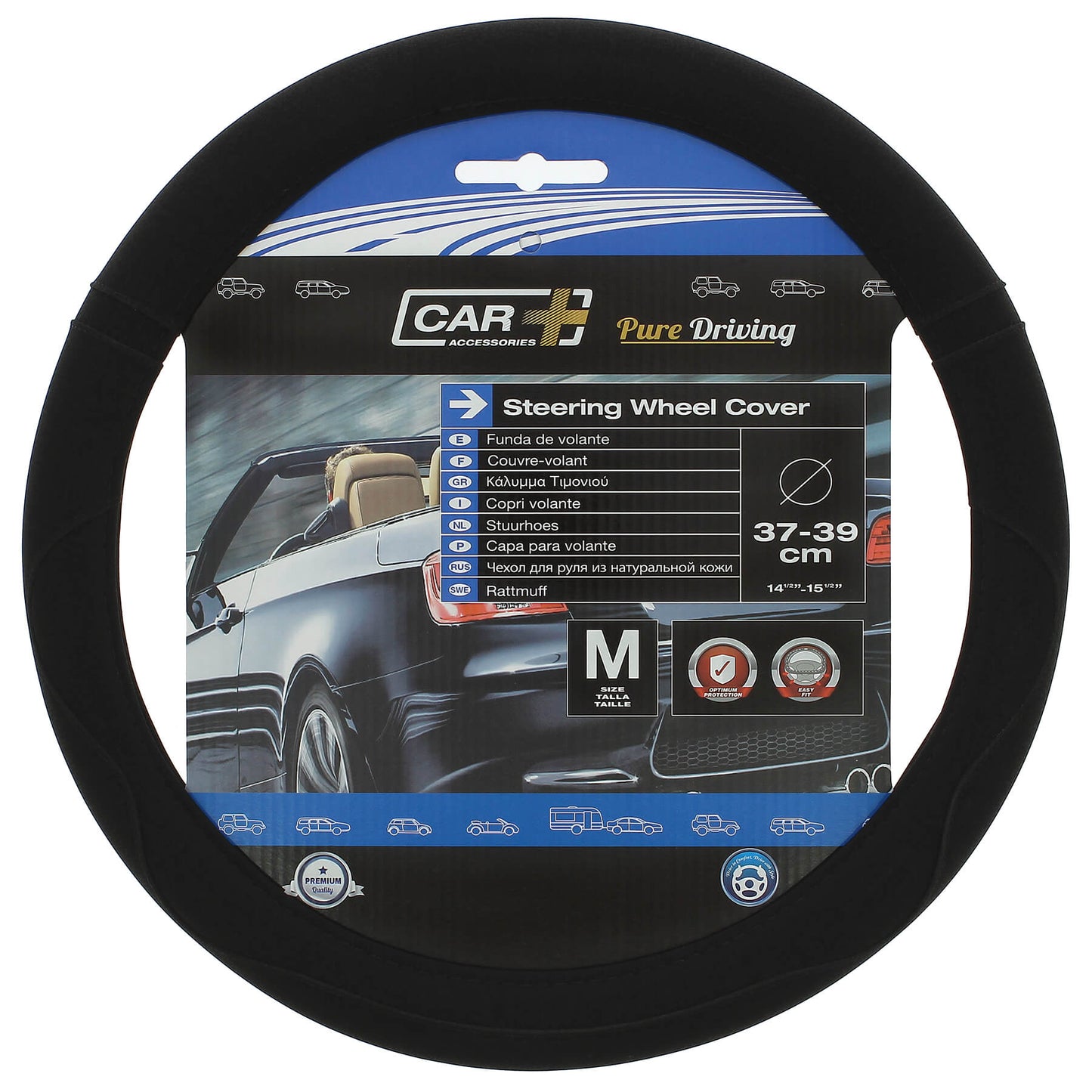 Capas de Volante AUTO "CAR+" Negra Tamanho M 37-39 cm