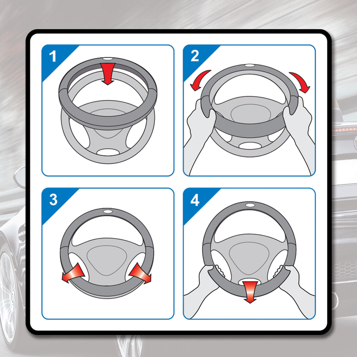 Capas de Volante AUTO " CAR+" SILK cor Preta Tamanho M 37-39 cm