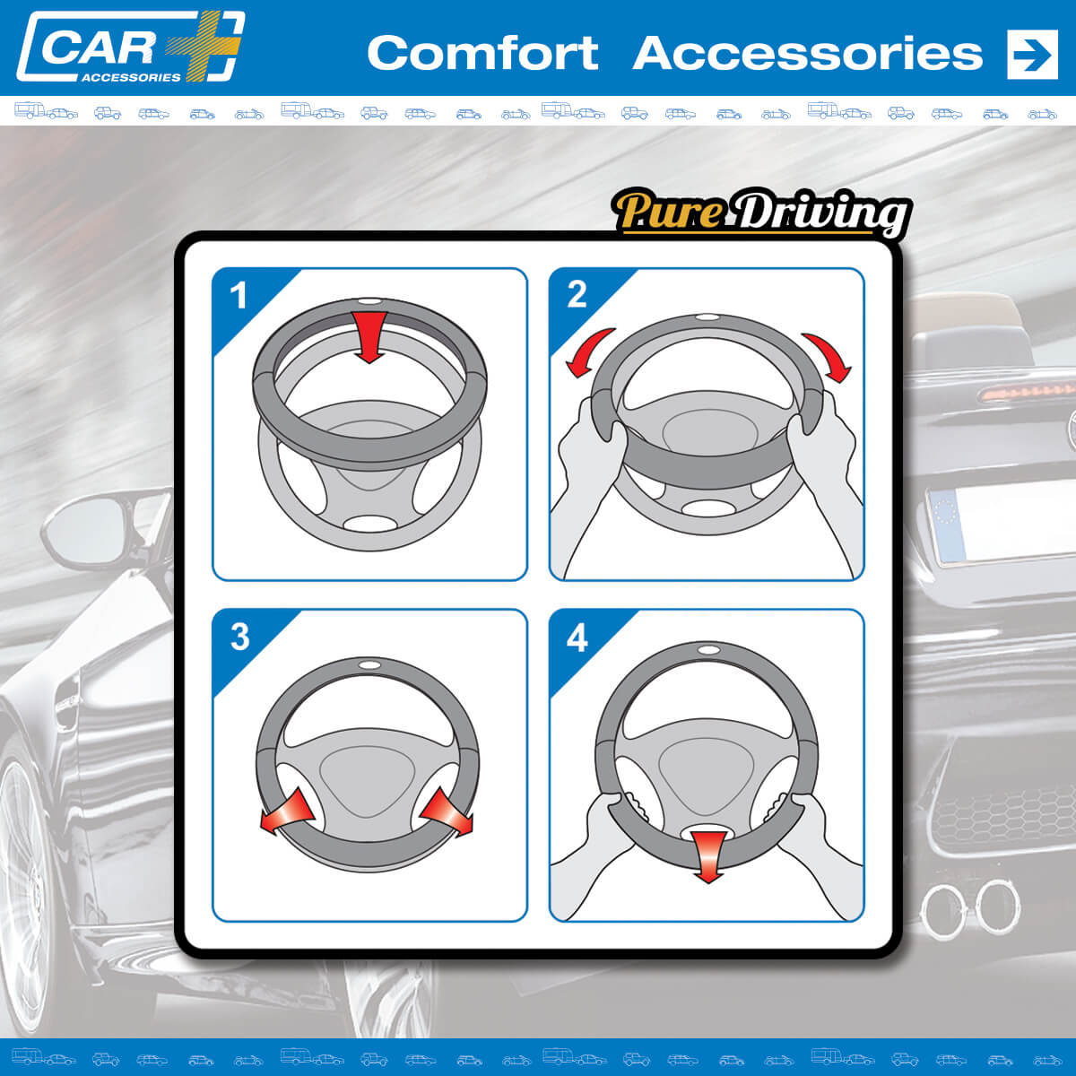 Capa de Volante AUTO " CAR+" Super Fiber Tamanho L 39-41 cm