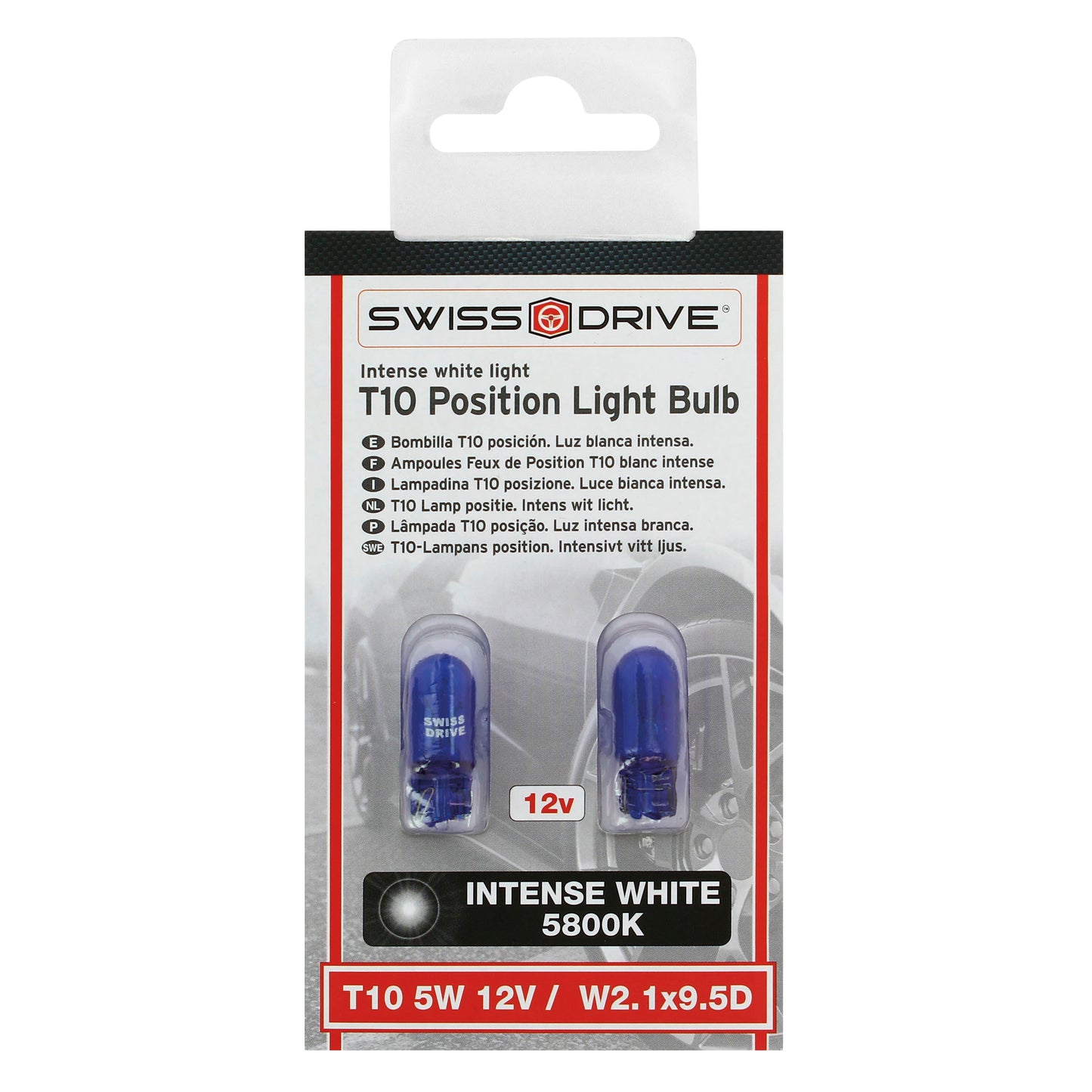 Lâmpadas Luz Xénon CAR +ULTRA WHITE POSITION BULB T10 W5W 12V 5W 3800K Base W2,1x 9,5d 2 Peças