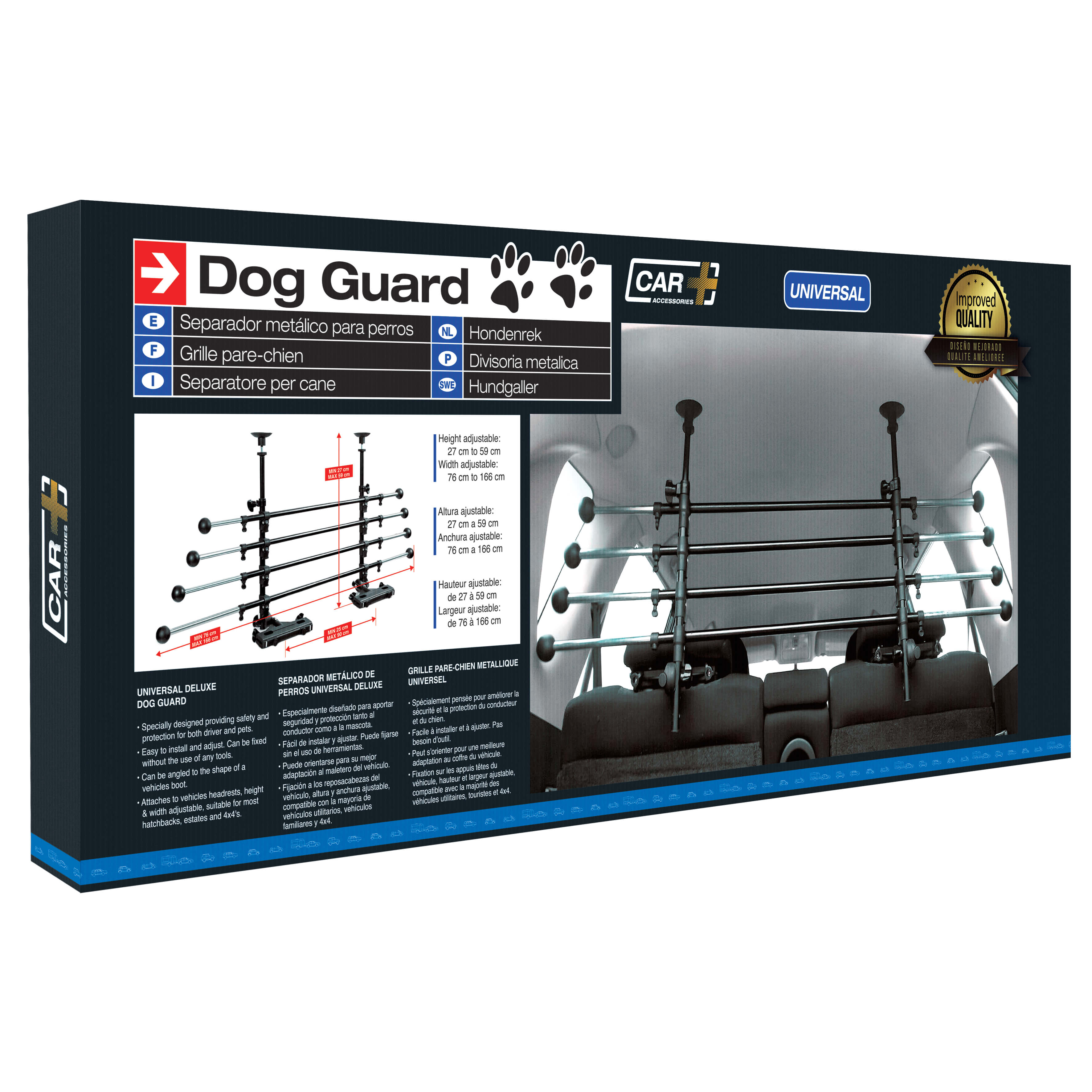 Grelha divisória Metálica Ajustável de Segurança para PETS Automóvel CAR +