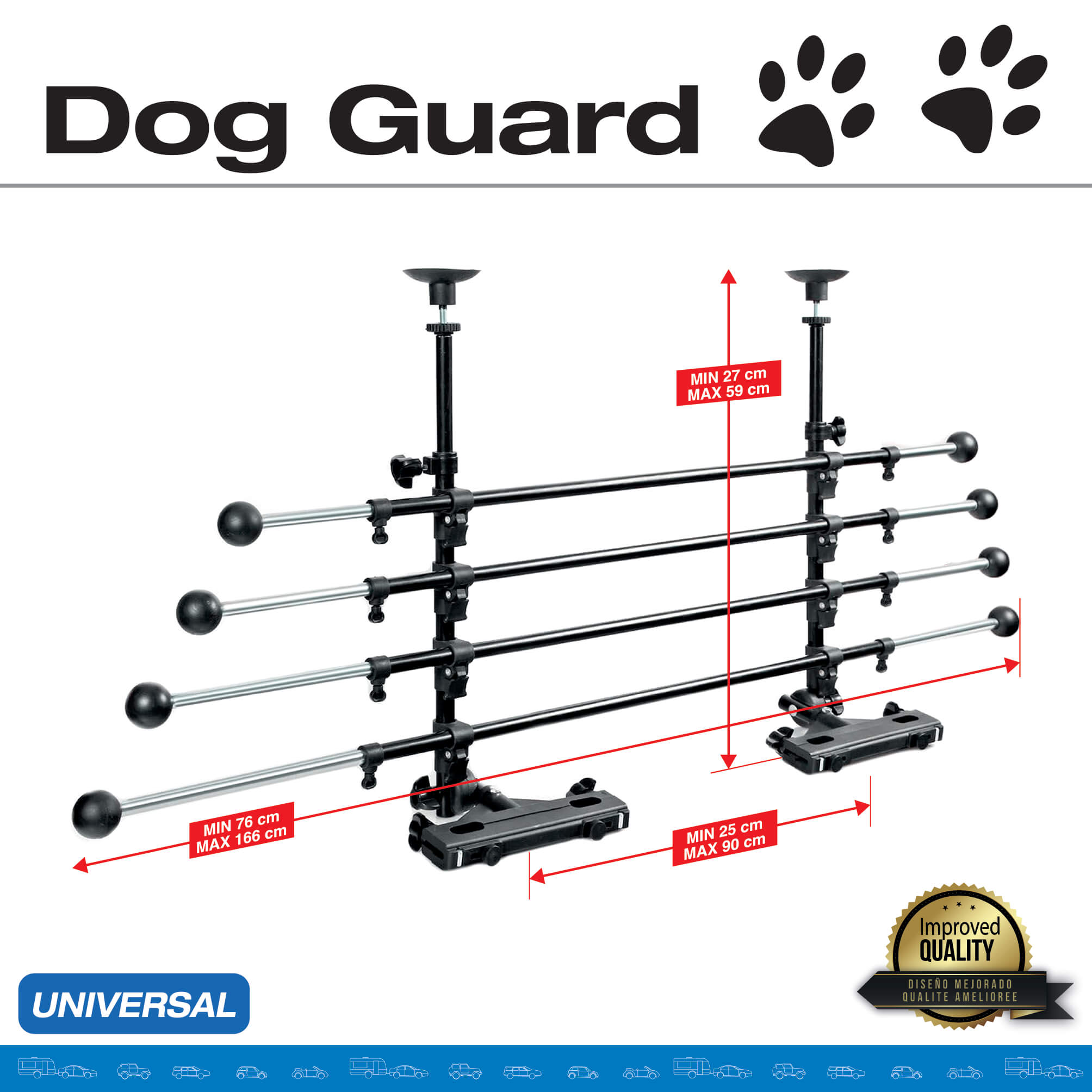 Grelha divisória Metálica Ajustável de Segurança para PETS Automóvel CAR +