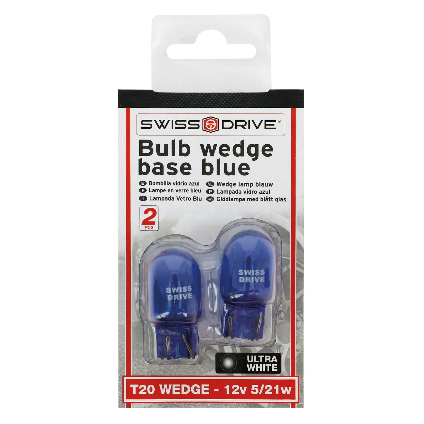 Lâmpadas Luz Xénon CAR + ULTRA WHITE POSITION BULB T20 W21/ 5W 3800K Base W2,1x9, 5d 2 Peças