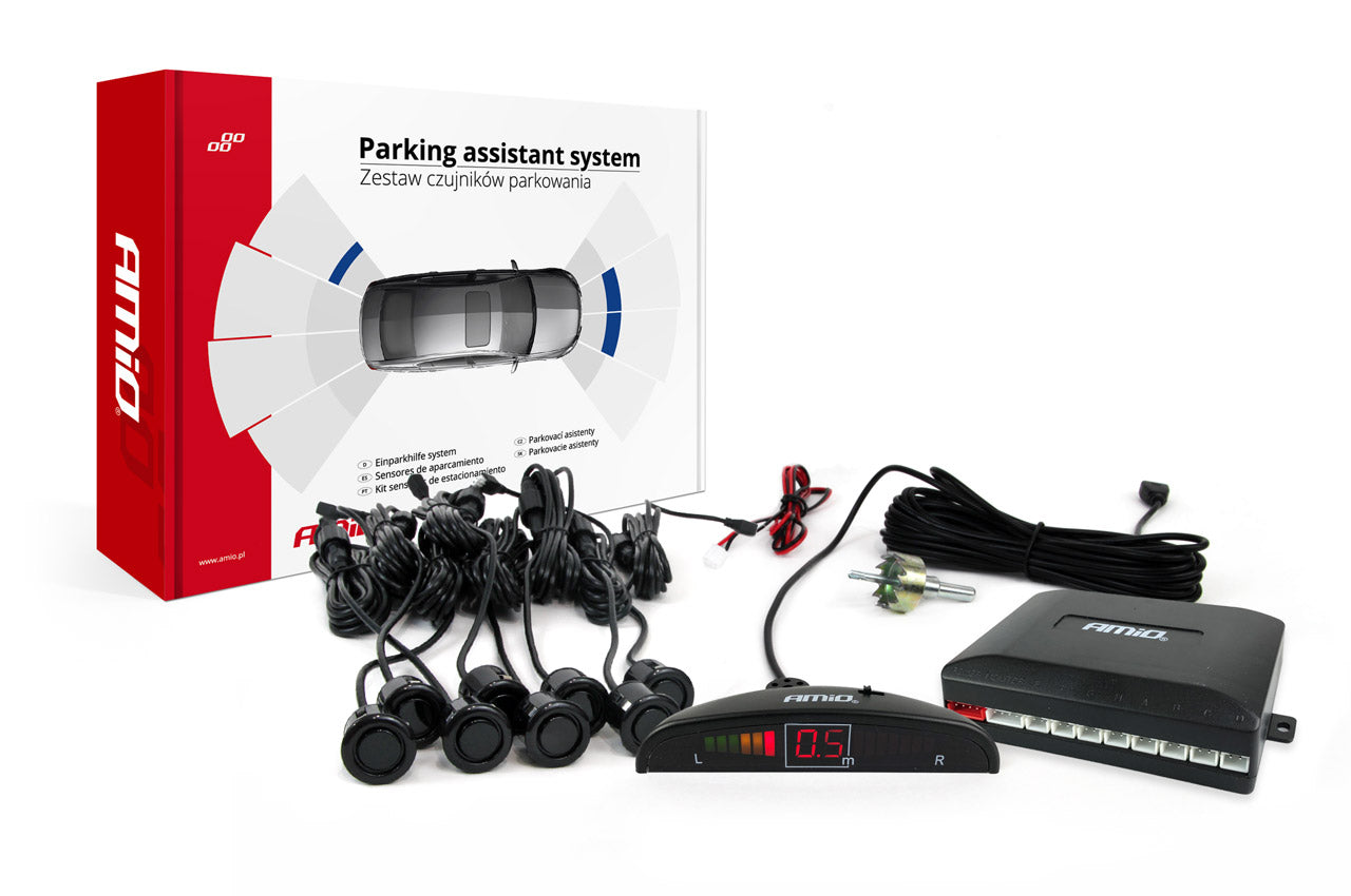 KIT AMIO 8 Sensores de Estacionamento Automóvel  FR/TR COM DISPLAY GOLD