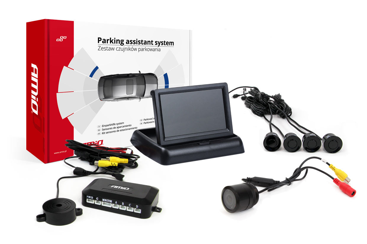 KIT AMIO Automóvel Sensores Pretos de Estacionamento com KIT Camara Completo