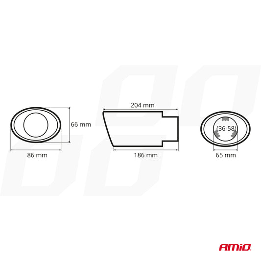 Ponteira de Escape Universal Auto AMIO OVAL "MT 021"