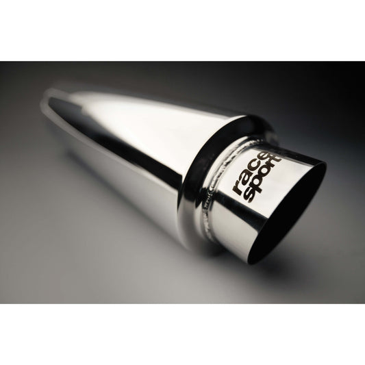 Panela de Escape Universal Auto RACE SPORT UNV. 485 x 60mm 100% Inox Prata Escura C/ Silenciador