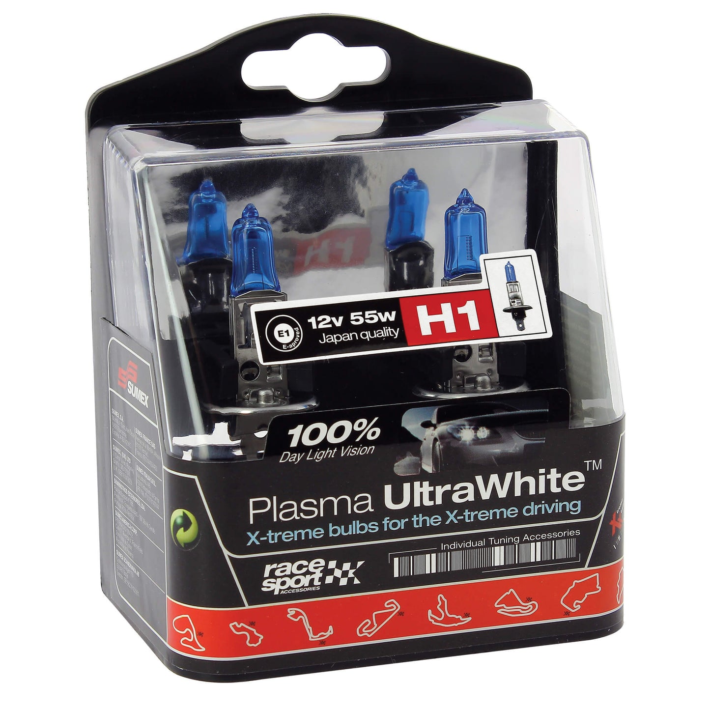 Lâmpadas Luz Xénon RACE SPORT ULTRAWHITE H1 12V 55W 4100K Base P14.5S  2 Peças