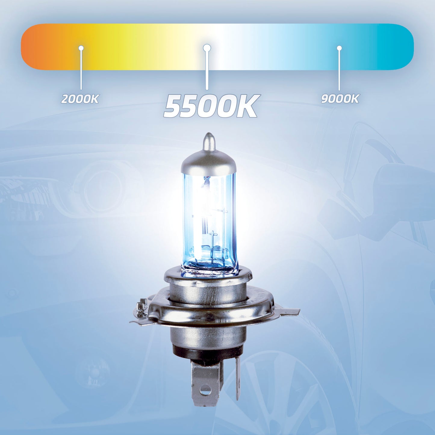 Lâmpadas Luz Xénon RACE SPORT ULTRAWHITE H4 12V 60/65W 4100K  Base P43T 2 Peças