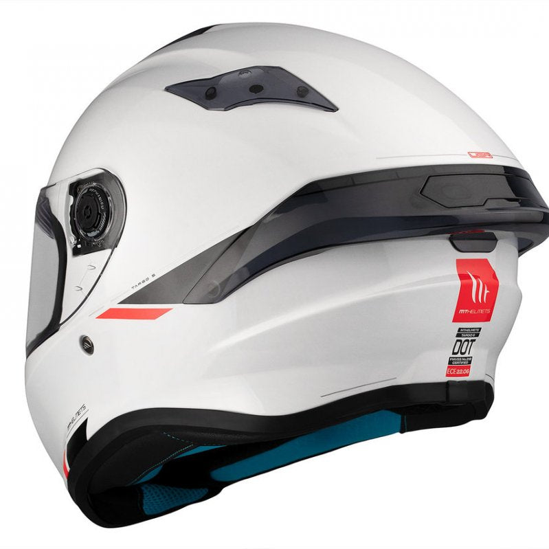 Capacete integral MT Helmets Targo S Solid A0 Branco Pérola Brilhante