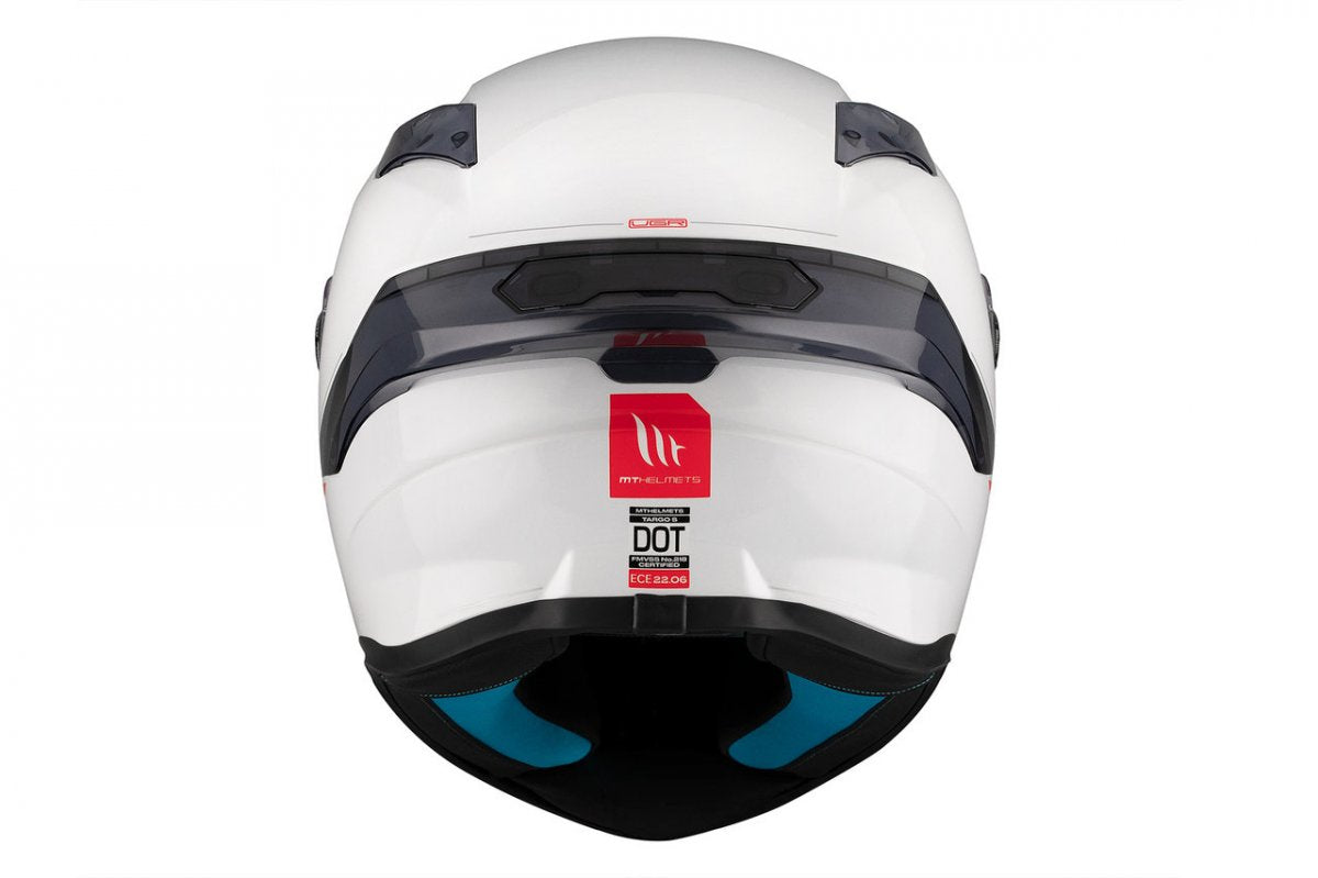 Capacete integral MT Helmets Targo S Solid A0 Branco Pérola Brilhante