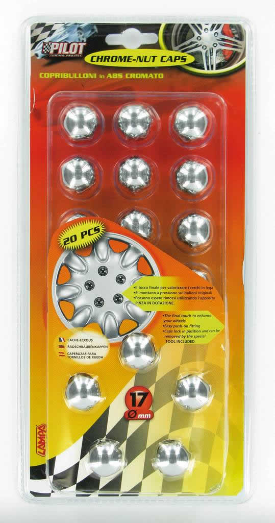 Cobre Pernos Rodas Automóvel LAMPA de 17 mm Cromados