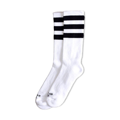 American Socks Mid high Old School II triplo listrado preto