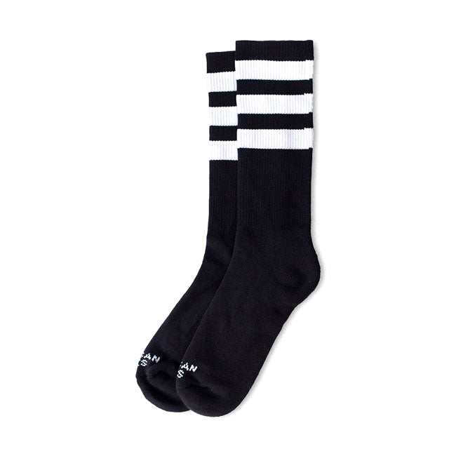 American Socks Mid high Back In Black II listra branca tripla