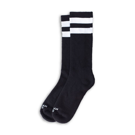 Meias Americanas Mid high Back In Black I duplo listrado branco